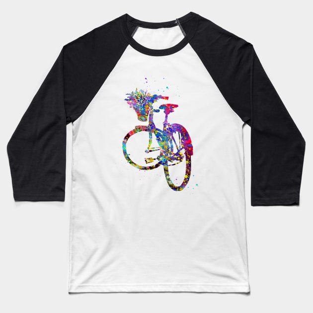 Bicycle with Flower in Basket Baseball T-Shirt by erzebeth